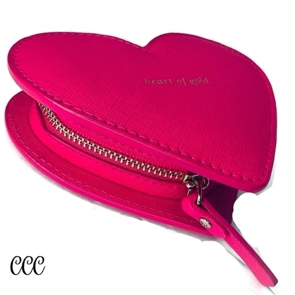 Kate Spade Heart of Gold Red Pink Coin Bag - Picture 8 of 16